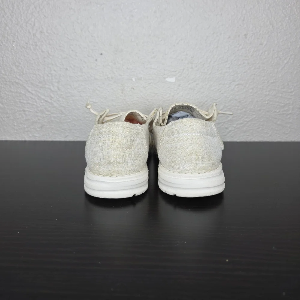 Hey Dude Wendy Sparkling Gold Women's Canvas Lightweight Shoes Loafers Size 8 - Picture 5 of 14